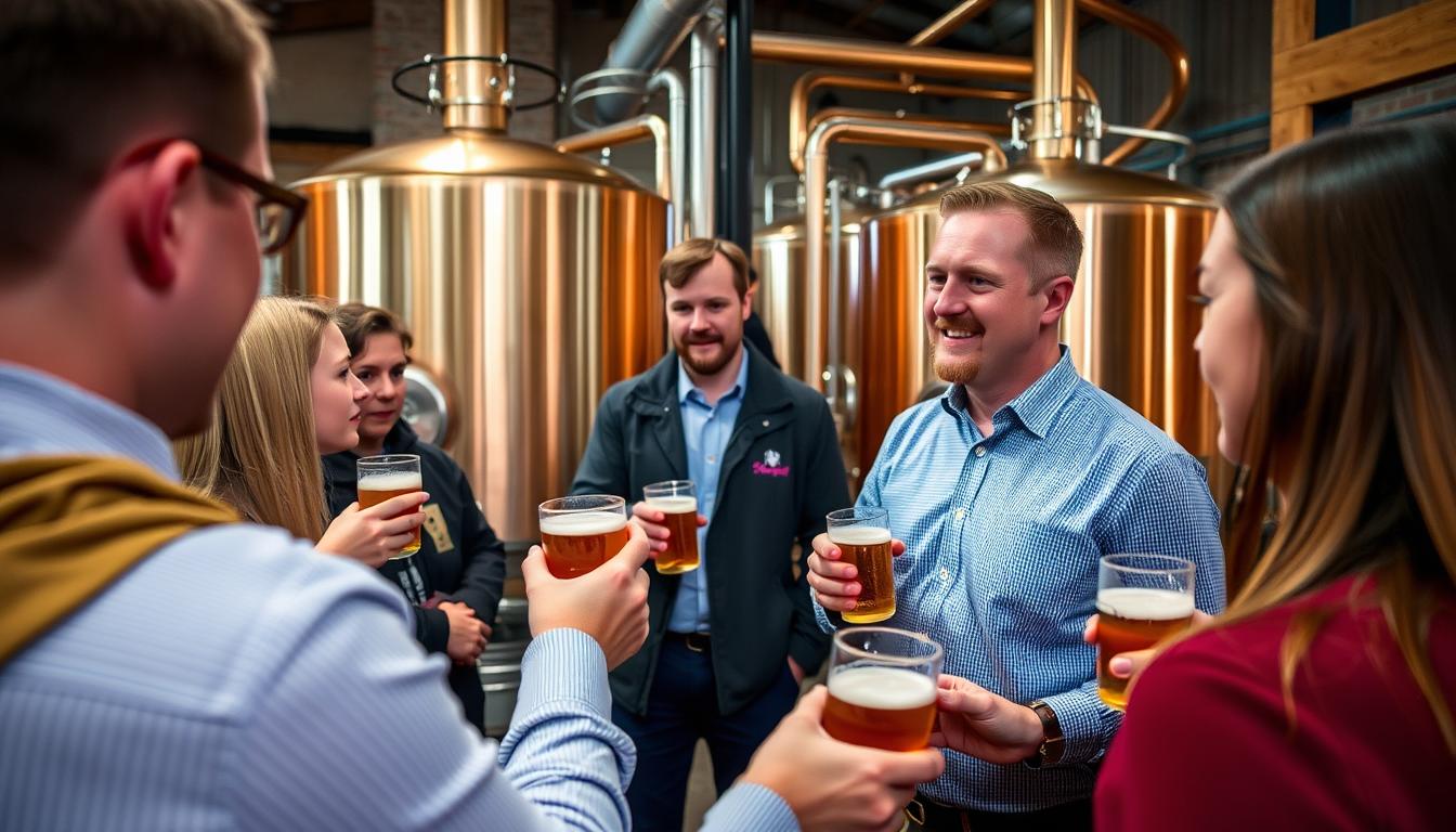 Hawkstone brewery tour experience with visitors sampling craft beer