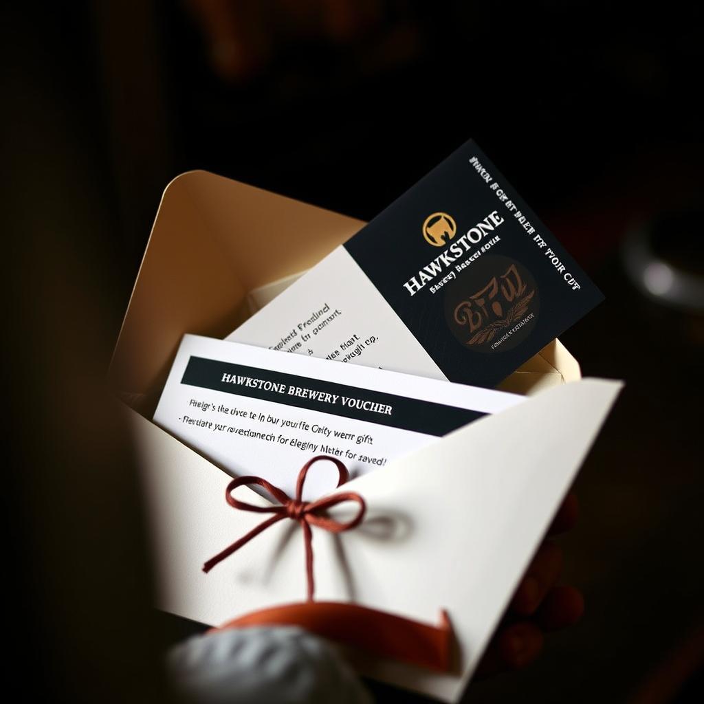 Hawkstone brewery tour gift voucher being presented as a gift